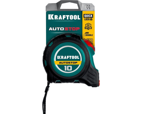 Рулетка KRAFTOOL AutoStop 10 м х 25 мм профессиональная с автостопом 3412-10-25