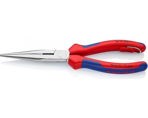 Круглогубцы с плоскими губками и режущими кромками KNIPEX 2615200T 200 мм со страховочным креплением KN-2615200T
