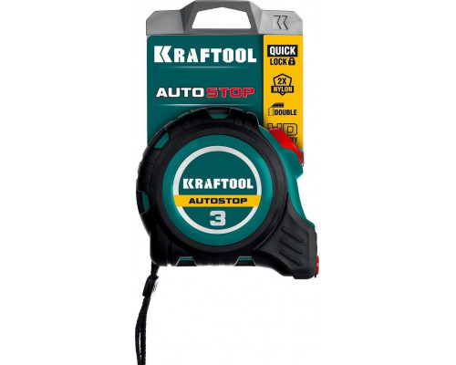 Рулетка KRAFTOOL AutoStop 3 м/16 мм профессиональная с автостопом 3412-3-16
