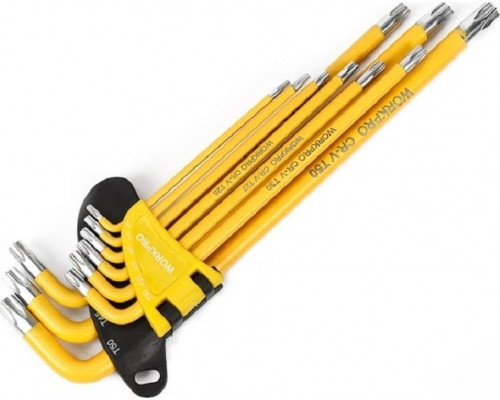 Набор ключей TORX WORKPRO WP222008 T10-T50 длинные 9 шт. в держателе