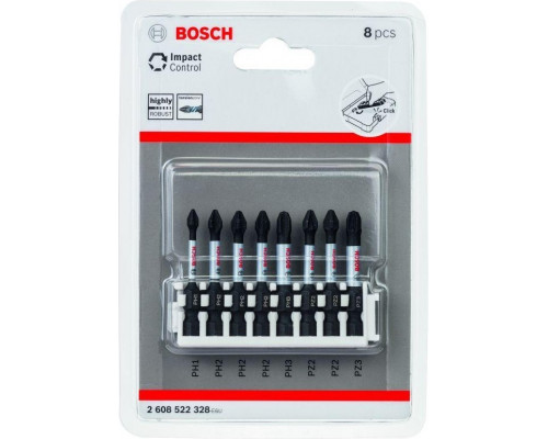 Кассета бит BOSCH Pick and Click IMPACT 50 мм 8 предметов PH2-PH3, PZ2-PZ3 2608522328