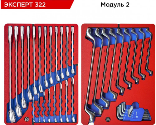 Тележка инструментальная МАСТАК "ЭКСПЕРТ 322" с набором инструментов 323 пр, синяя 52-07322B