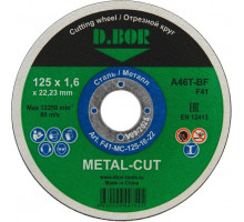 Отрезной круг по металлу D.BOR 125x1,6x22,2 мм A60T-BF, F41 METAL-CUT D-F41-MC-125-16-22
