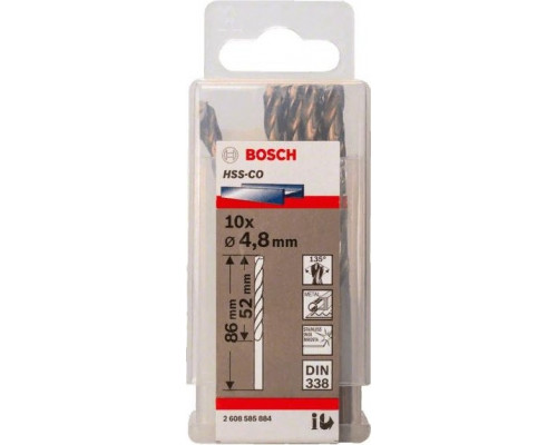 Сверло по металлу BOSCH HSS-CO 4.8 мм 10шт 2608585884
