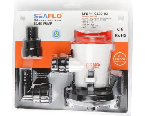 Помпа водооткачивающая трюмная SEAFLO 12V 600 галлон/час, патрубок 19 мм SFBP1-G600-03