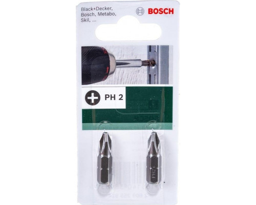 Бита для заворачивания BOSCH 25 ММ PH2 Extra Hard 2шт xh 2609255914