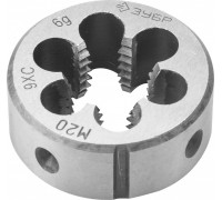Плашка ЗУБР круглая ручная м20x1.5мм, сталь 9хс 4-28022-20-1.5