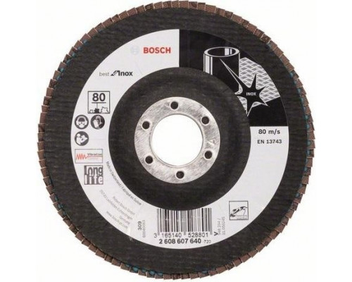 Круг лепестковый торцевой BOSCH 125 мм Р80 Best for Inox 2608607640