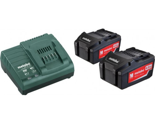Набор аккумуляторов и зарядное устройство METABO 18V Basic-Set 4.0 2х4.0 Ач 685050000