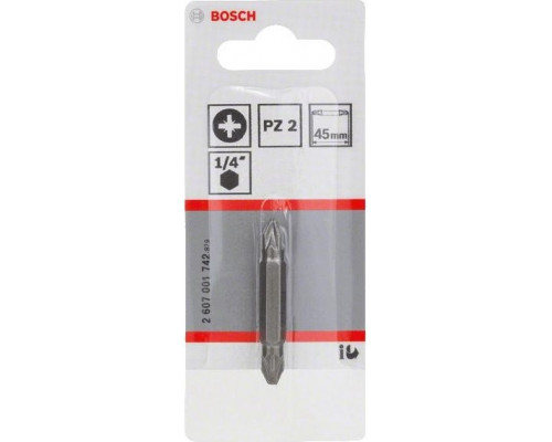 Бита для заворачивания BOSCH Extra Hard двусторонняя 45 мм PZ2/PZ2 2607001742