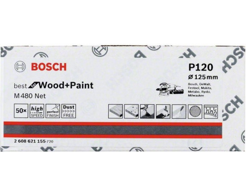 Круг шлифовальный на сетчатой основе BOSCH 125 мм G 120 Best for Wood+Paint PRO 2608621155