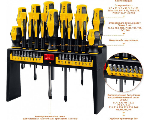 Набор отверток с насадками, 37 предметов STAYER Hercules-PRO-37 25312-H37