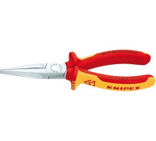 Длинногубцы диэлектрические KNIPEX 3016160 1000 V, 160 мм, с плоскими губками, зазватные губк KN-3016160