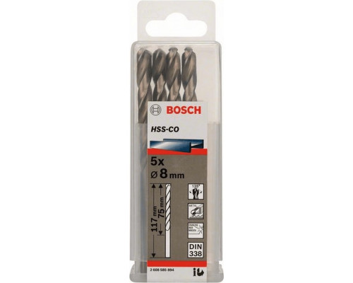 Сверло по металлу BOSCH кобальтовое 8.0 мм (уп5шт) 2608585894