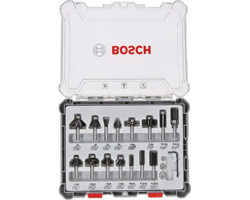 Набор фрез по дереву BOSCH 15 НМ-ФРЕЗ SET 6 мм-ХВ 2607017471