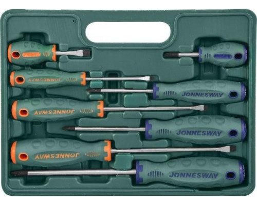 Набор отверток JONNESWAY D71PP08S стержневых ANTI-SLIP GRIP, 8 предметов 048388