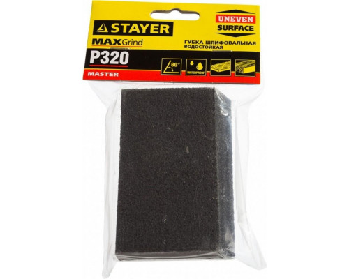 Губка STAYER MASTER угловая, р320, 100x68x42x26 мм. 3561-320