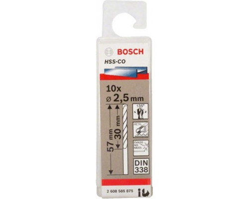 Сверло по металлу BOSCH HSS-CO 2.5 мм 10шт 2608585875