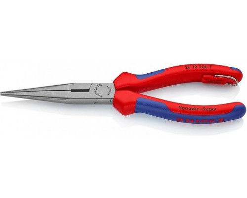 Круглогубцы с плоскими губками и режущими кромками KNIPEX 2612200T 200 мм со страховочным креплением KN-2612200T