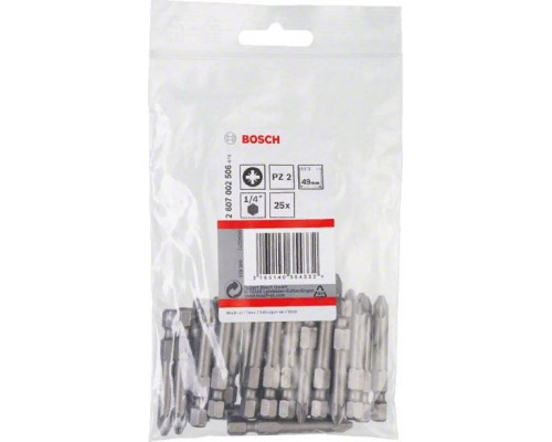 Бита для заворачивания BOSCH Extra Hard 49 мм PZ2 25шт 2607002506