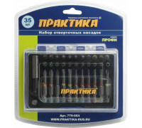 Набор насадок ПРАКТИКА 35 шт., 25 и 50мм, PH, PZ, SL, Hex, Torx, Tri-Wing Профи 779-004