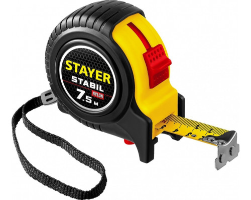 Рулетка STAYER STABIL 7,5м / 25мм профессиональная в ударостойком обрези 34131-075_z02