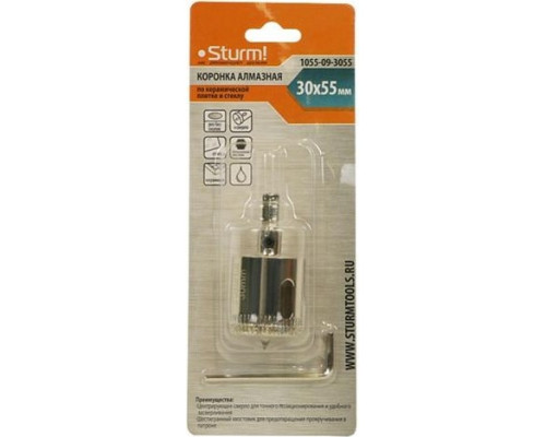 Алмазная коронка для мокрого сверления Sturm 1055-09-3055 по керамике и стеклу