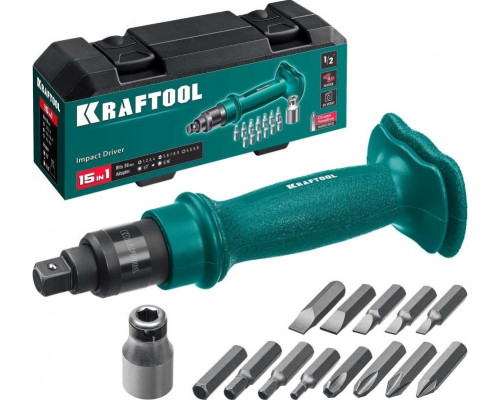 Отвертка ударная KRAFTOOL поворотная реверсивная, сменные биты 8шт., набор 10 пред. 25550-H10_z01