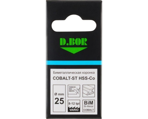 Коронка биметаллическая D.BOR COBALT-ST 25 мм (m42) мелкий зуб D-HS-BIM-ST-38-025
