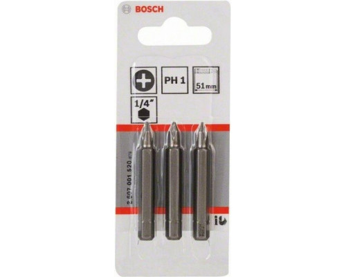 Бита для заворачивания BOSCH РH1х51 мм XH (уп3шт) 2607001520