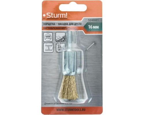 Щетка обдирочная для дрели Sturm 5 240 801 кистеобразная мягкая, латун.волн. 5240801