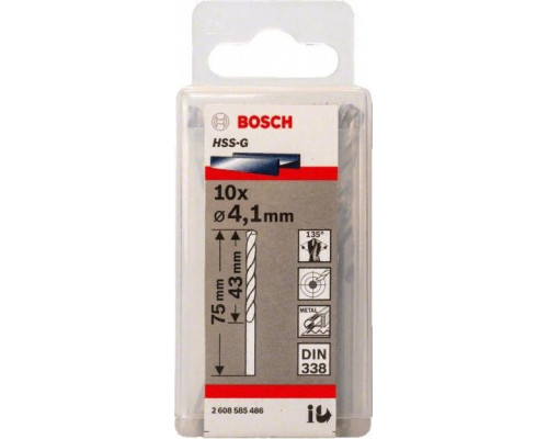 Сверло по металлу BOSCH HSS-G 4.1 мм 10шт 2608585486