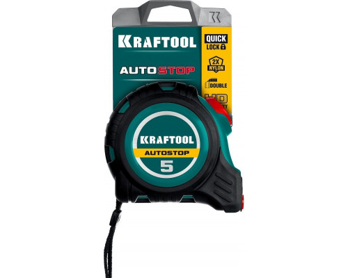 Рулетка KRAFTOOL AutoStop 5 м/19 мм профессиональная с автостопом 3412-5-19