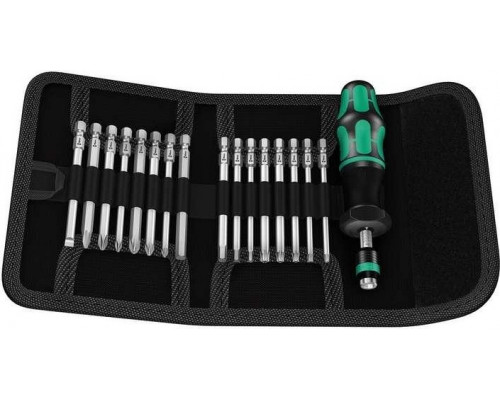 Отвертка с битами WERA Kraftform Kompakt 60 Torque 1,2–3,0 Нм, 17 предметов WE-059293