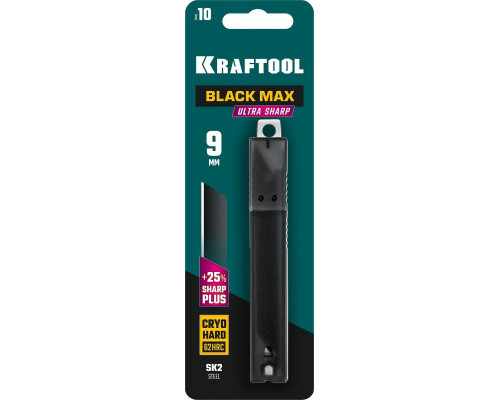 Лезвие для ножа KRAFTOOL BLACK MAX 9 мм, 10 шт. 09602-09-S10