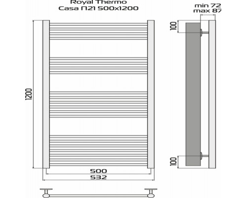 Полотенцесушитель ROYAL THERMO Casa white П21 500х1200 НС-1434012