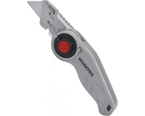 Нож складной WORKPRO WP211009 со сменными лезвиями и подсветкой