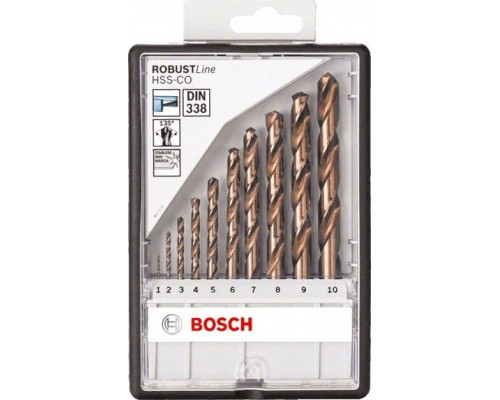 Набор сверл по металлу BOSCH HSS-Co 10 шт Robust Line D1-10 2607019925