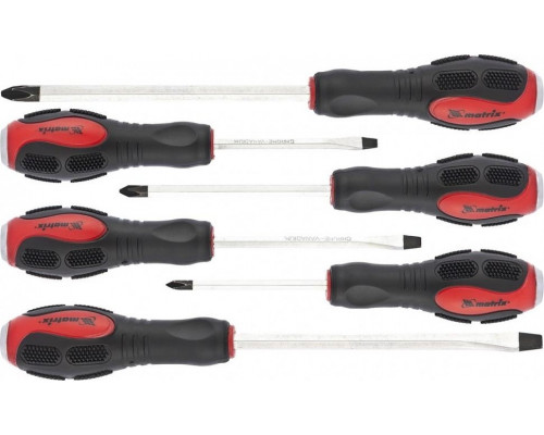 Набор отверток MATRIX ph1x75, ph2x100, ph3x150, sl5x75,sl6 ударных 6шт., 19120