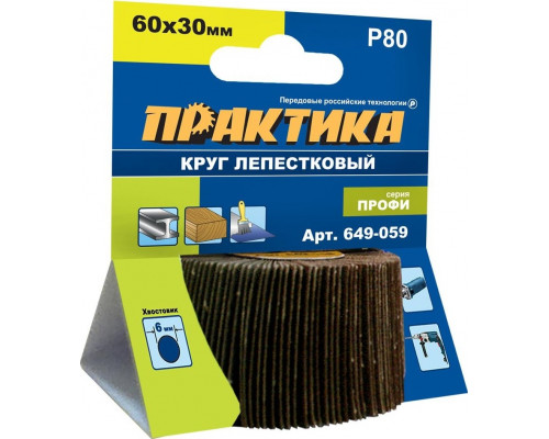Круг лепестковый с оправкой ПРАКТИКА 60х30 мм P80 649-059 649-059
