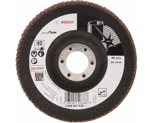 Круг лепестковый торцевой BOSCH 125 мм Р40 Best for Inox 2608607638