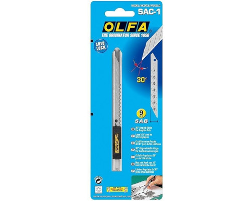 Нож для графических работ Olfa OL-SAC-1, корпус из нержавеющей стали, 9 мм