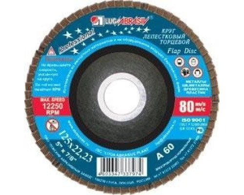 Круг лепестковый ЛУГА 125х22.2 Р80 D91012522140200