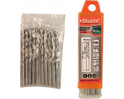 Сверло по металлу Sturm 1055-04-6S5-SS10 6,5х101 мм, 10 шт.