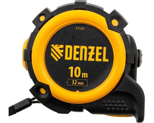 Рулетка Denzel 10 м х 32 мм с магнитным зацепом, двухсторонняя разметка 31525