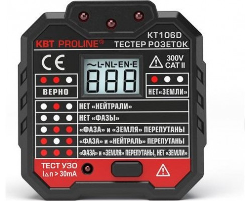 Тестер розеток и УЗО КВТ KT106D PROLINE 79136