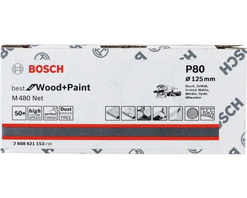 Круг шлифовальный на сетчатой основе BOSCH 125 мм G 80 Best for Wood+Paint PRO 2608621153