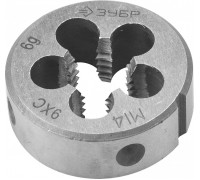Плашка ЗУБР круглая ручная м14x2мм, сталь 9хс 4-28022-14-2.0