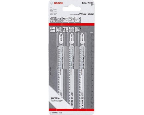Пилки по дереву BOSCH T367XHM (уп.3шт.) CARBIDE 2608667562