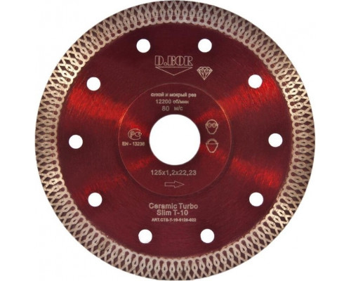 Алмазный диск для резки керамики и гранита D.BOR Ceramic Turbo Slim T-10 115х22,2 мм D-CTS-T-10-0115-022